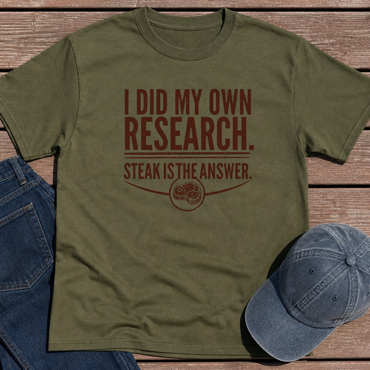Steak Research T-Shirt - Military Green