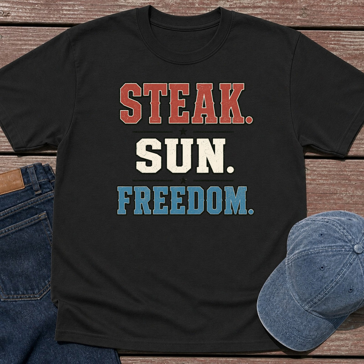 Steak Sun Freedom T-Shirt - Black