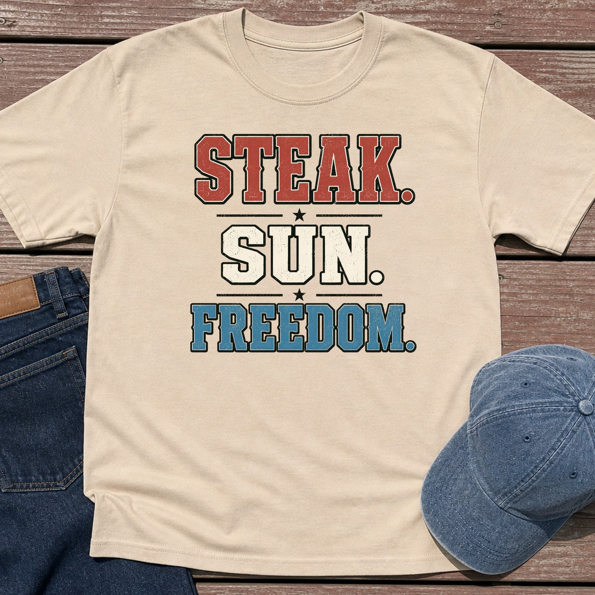 Steak Sun Freedom T-Shirt - Sand