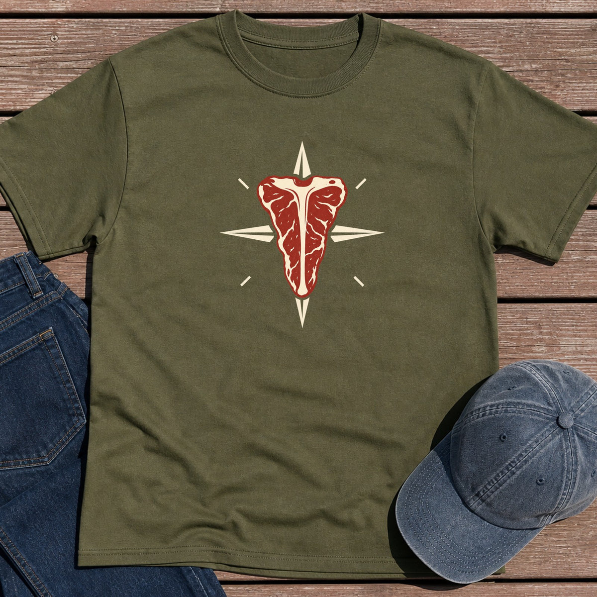 T-Bone Compass T-Shirt - Military Green