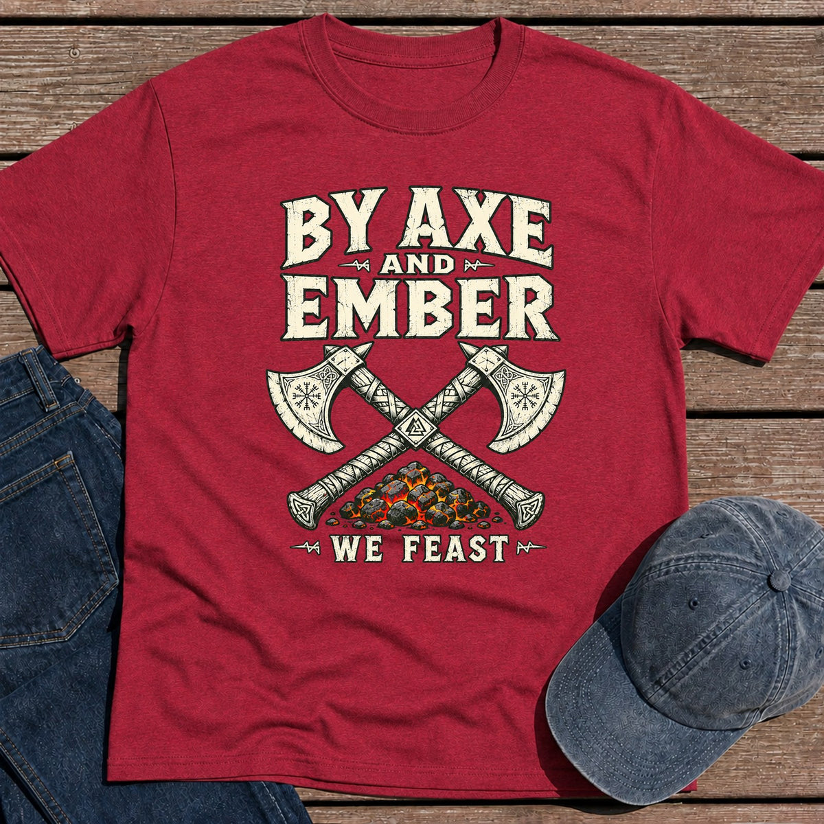 Axe & Ember T-Shirt - Antique Cherry Red