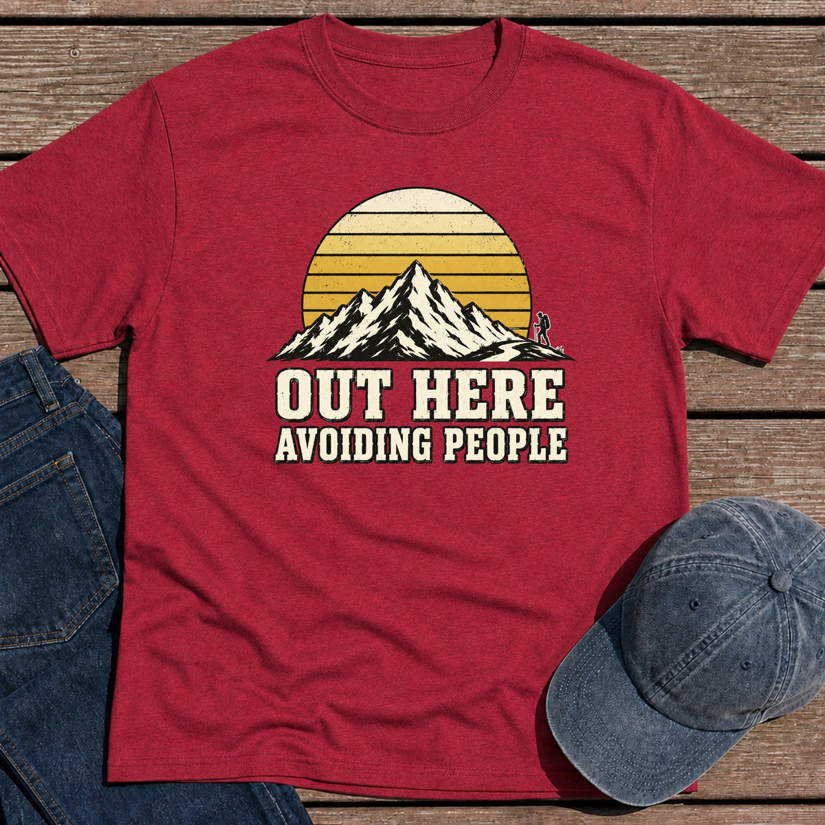 Avoiding People T-Shirt - Antique Cherry Red