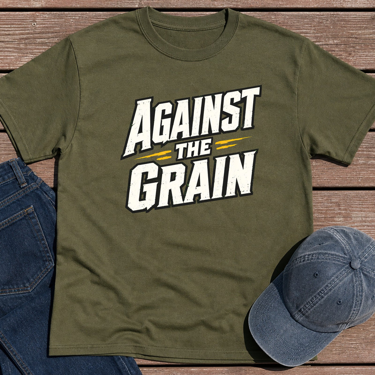 Against The Grain T-Shirt - Military Green