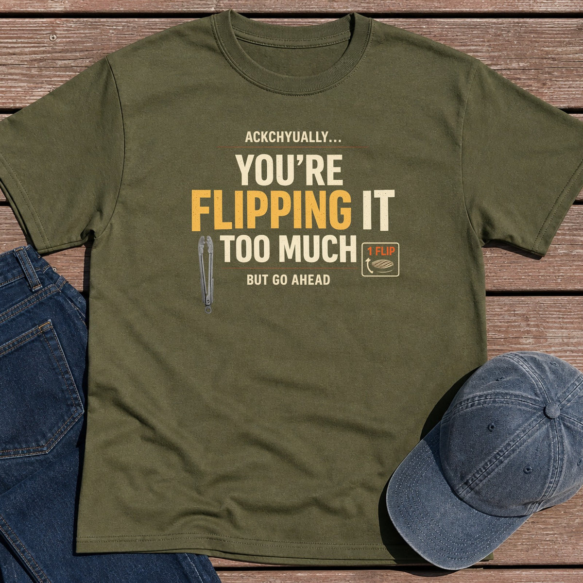 Ackchyually T-Shirt - Military Green
