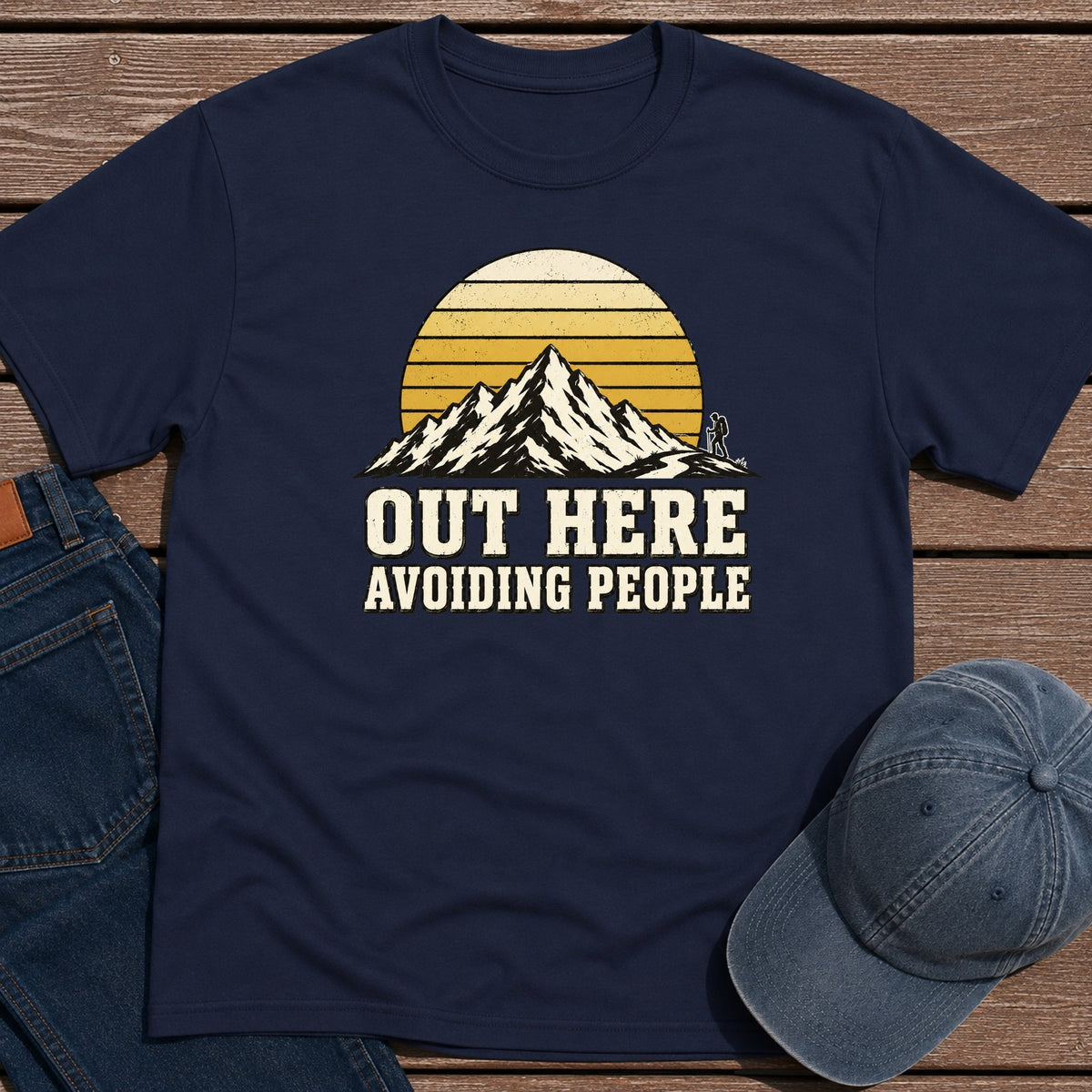 Avoiding People T-Shirt - Navy