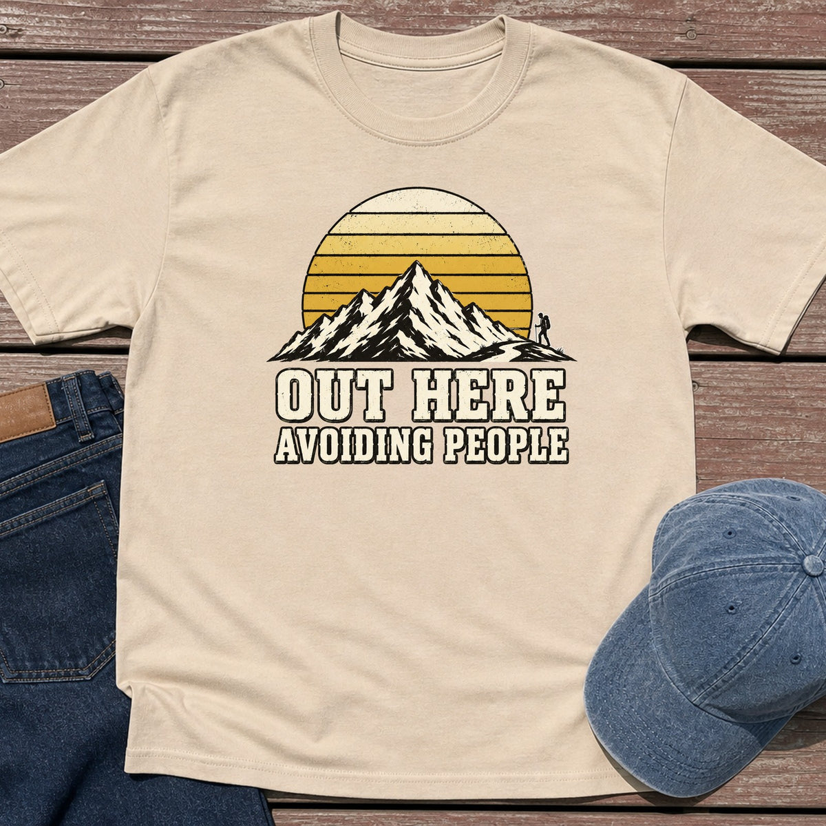Avoiding People T-Shirt - Sand