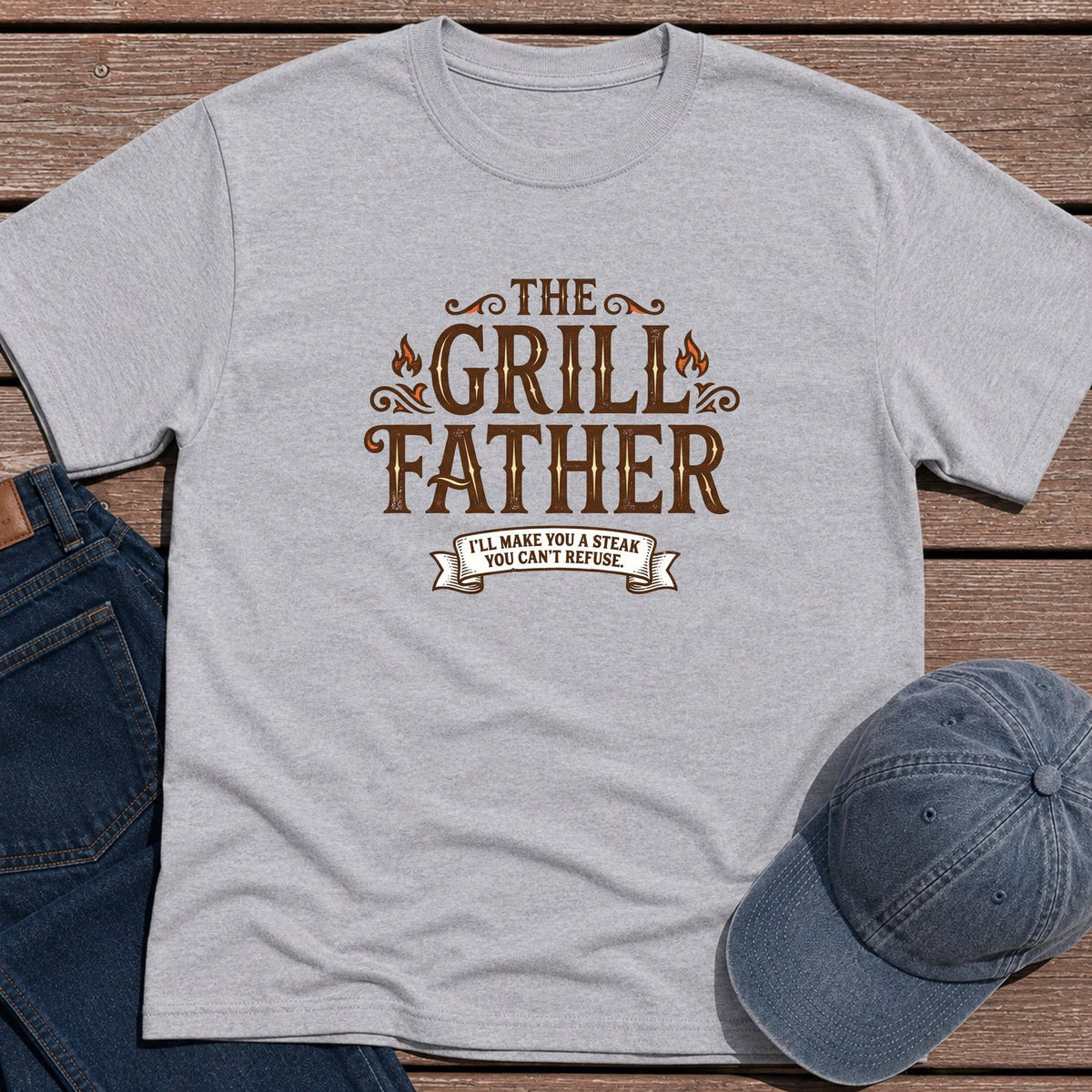 The Grill Father T-Shirt - Sport Grey