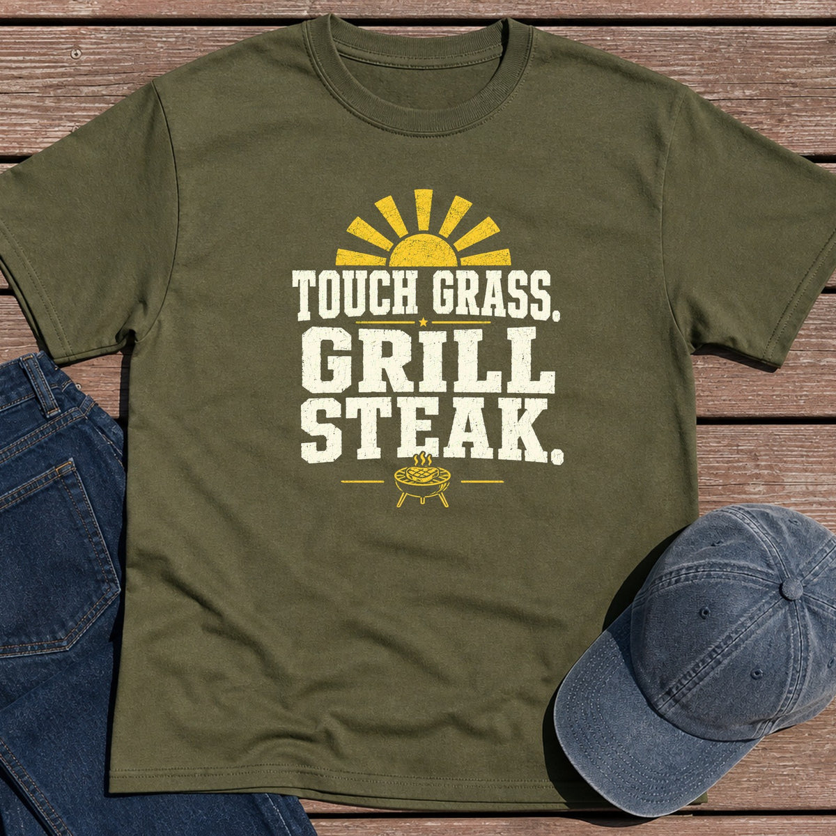 Touch Grass T-Shirt - Military Green