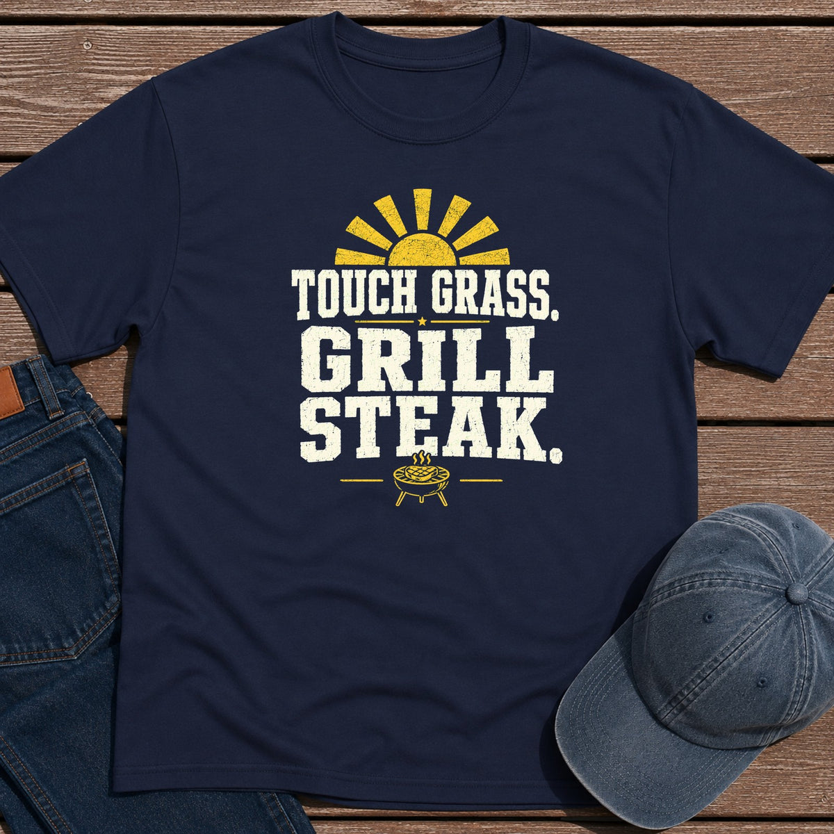 Touch Grass T-Shirt - Navy