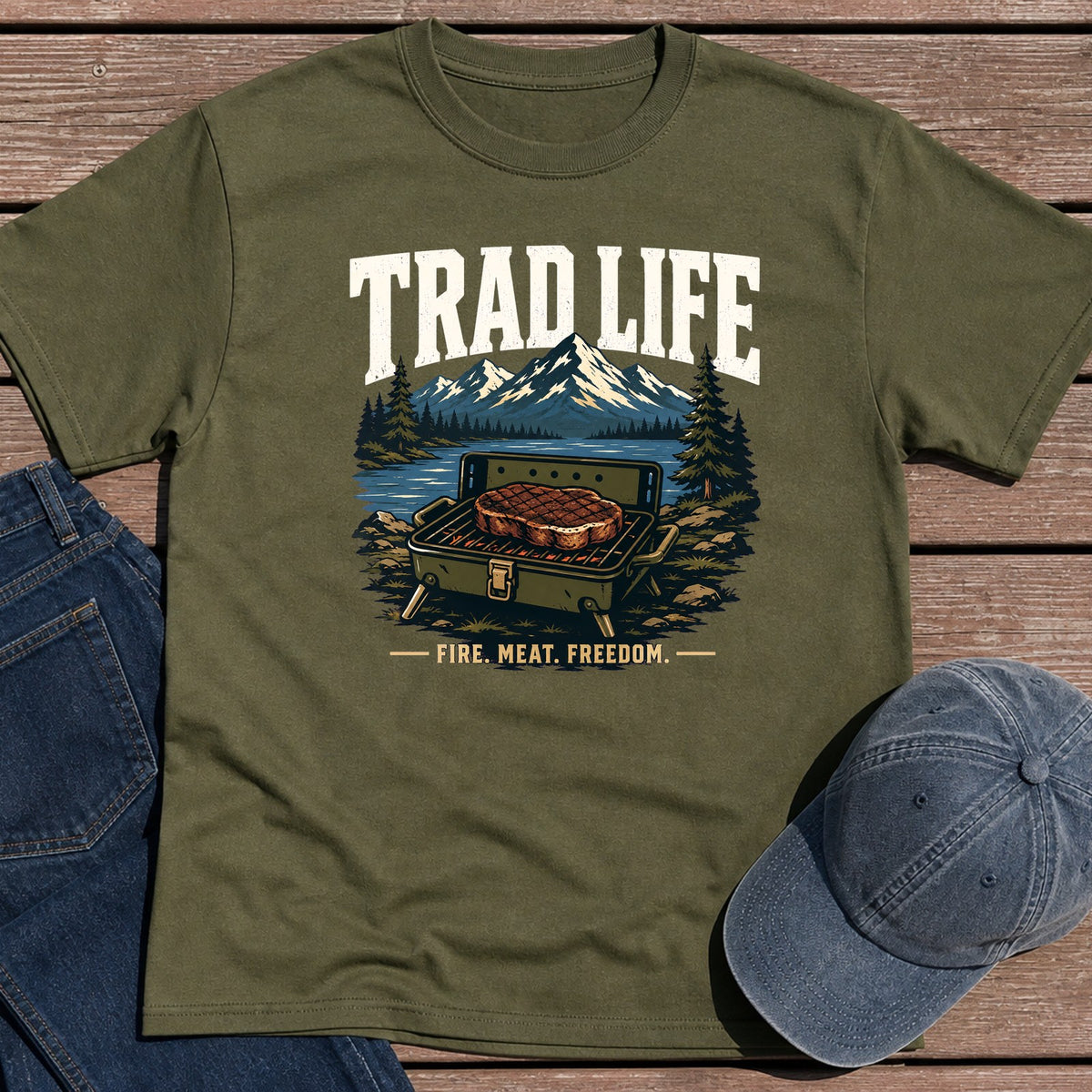 Trad Life T-Shirt - Military Green