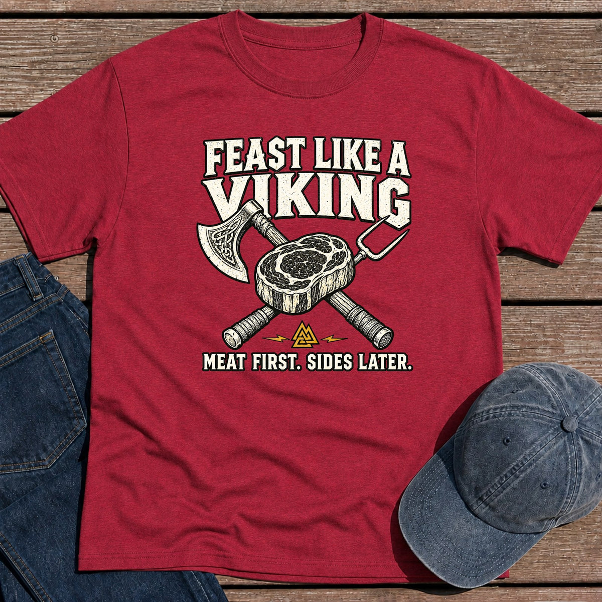 Viking Feast T-Shirt - Antique Cherry Red