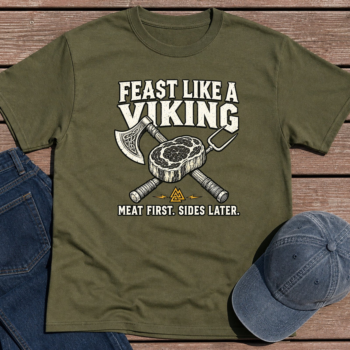 Viking Feast T-Shirt - Military Green