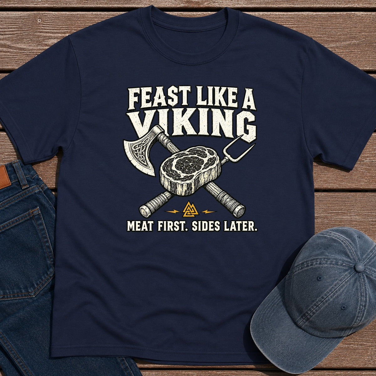 Viking Feast T-Shirt - Navy