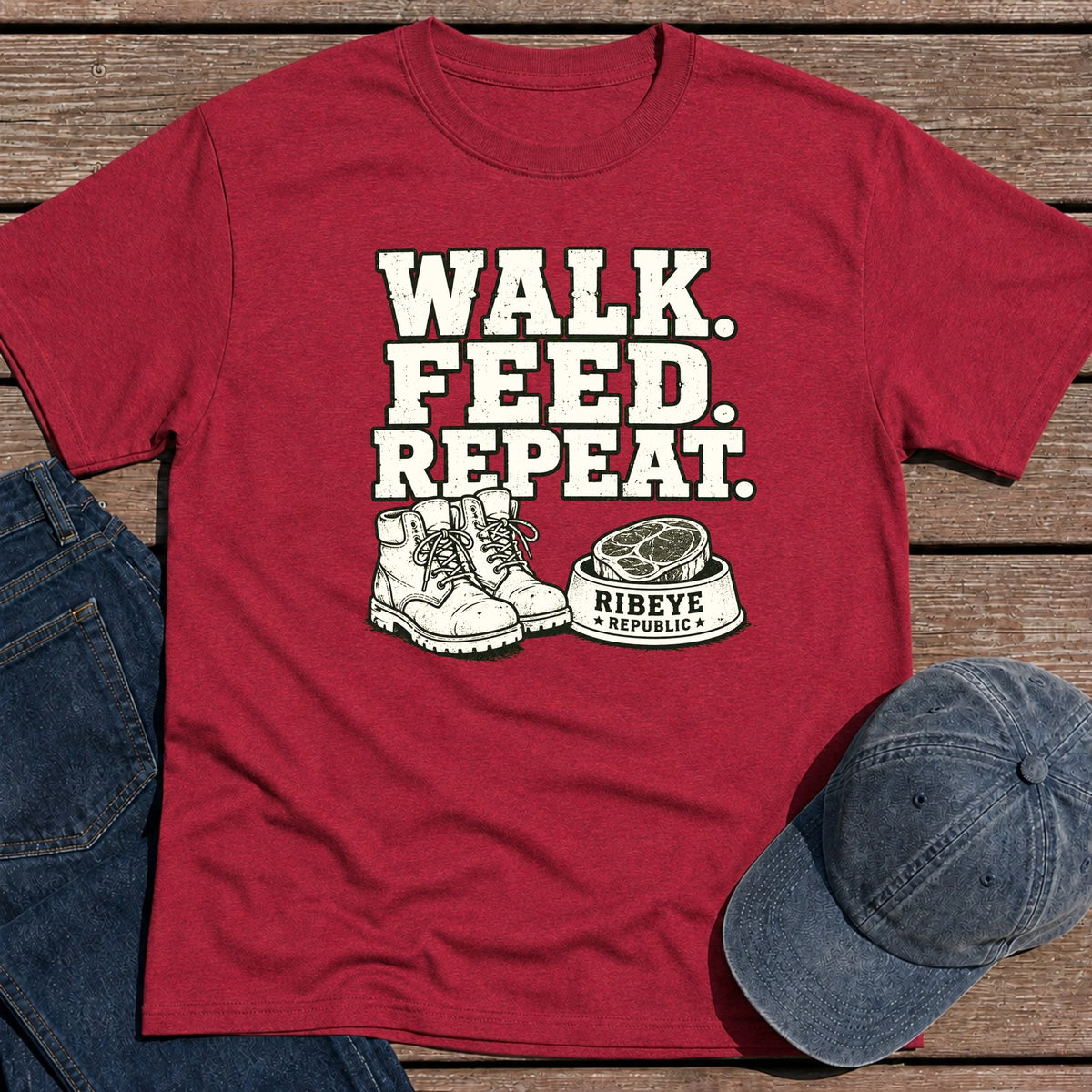 Walk Feed Repeat T-Shirt - Antique Cherry Red