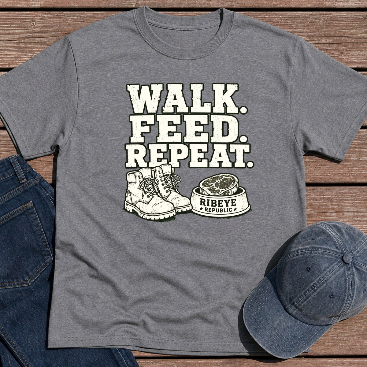 Walk Feed Repeat T-Shirt - Tweed