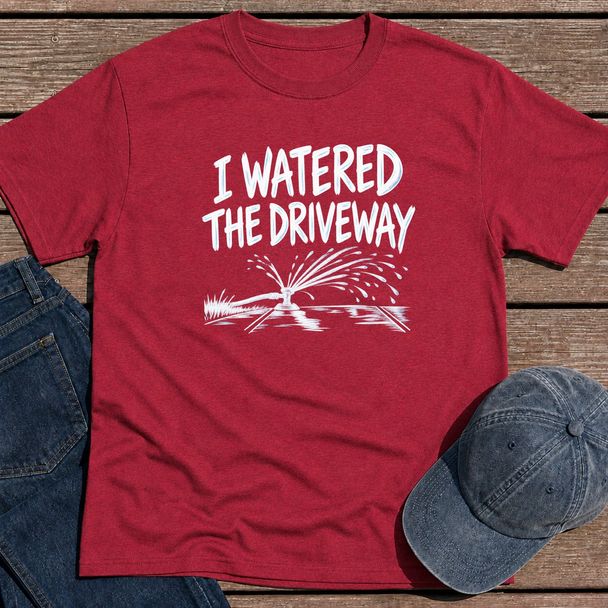 Watered Driveway T-Shirt - Antique Cherry Red