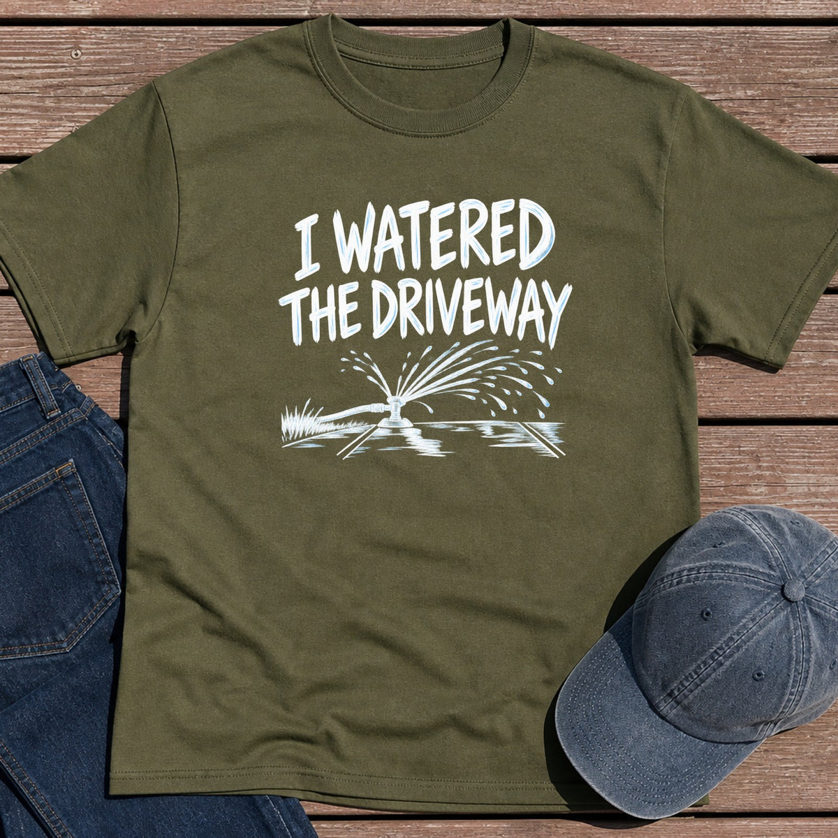 Watered Driveway T-Shirt - Military Green