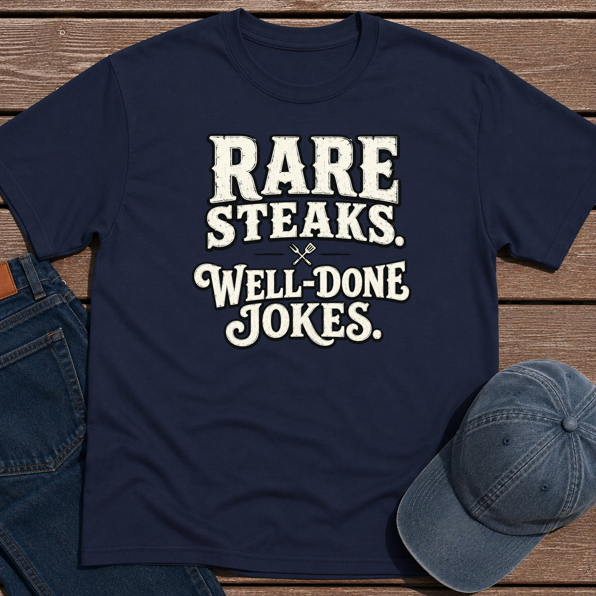 Well-Done Jokes T-Shirt - Navy