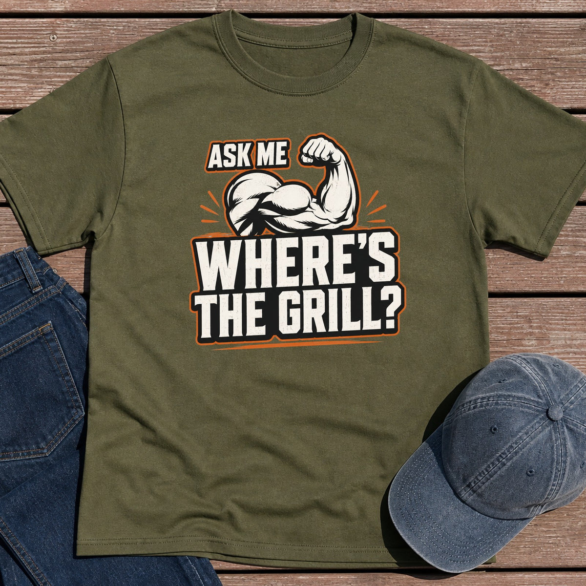 Where's the Grill T-Shirt - Military Green