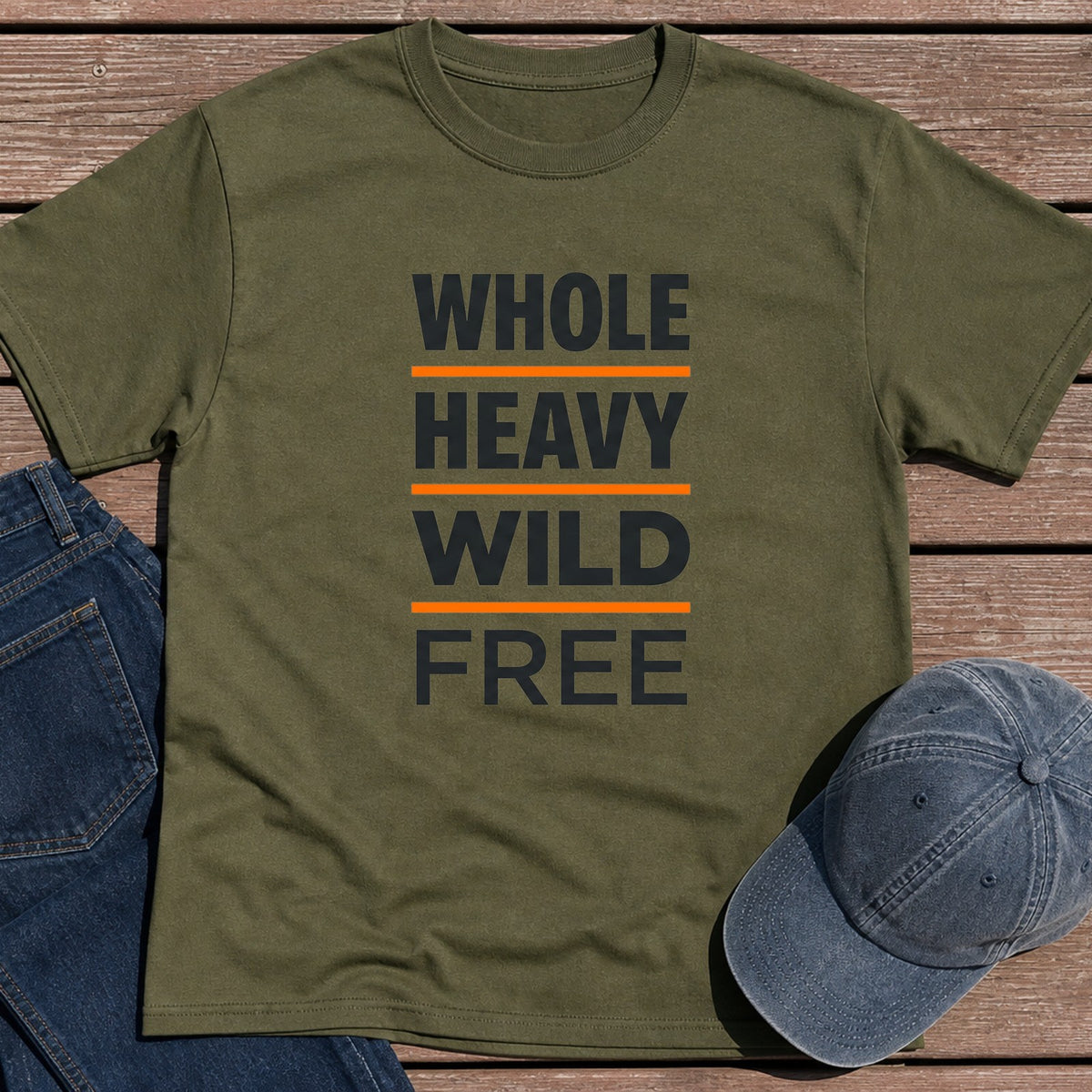 Wild & Free T-Shirt - Military Green