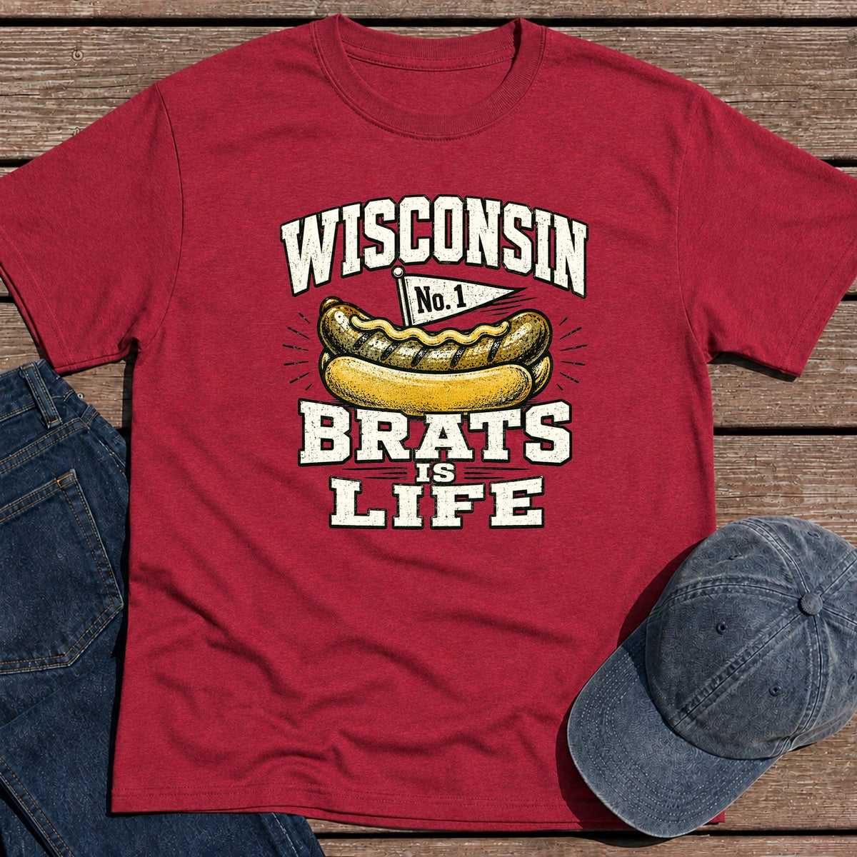 Wisconsin Brats T-Shirt - Antique Cherry Red
