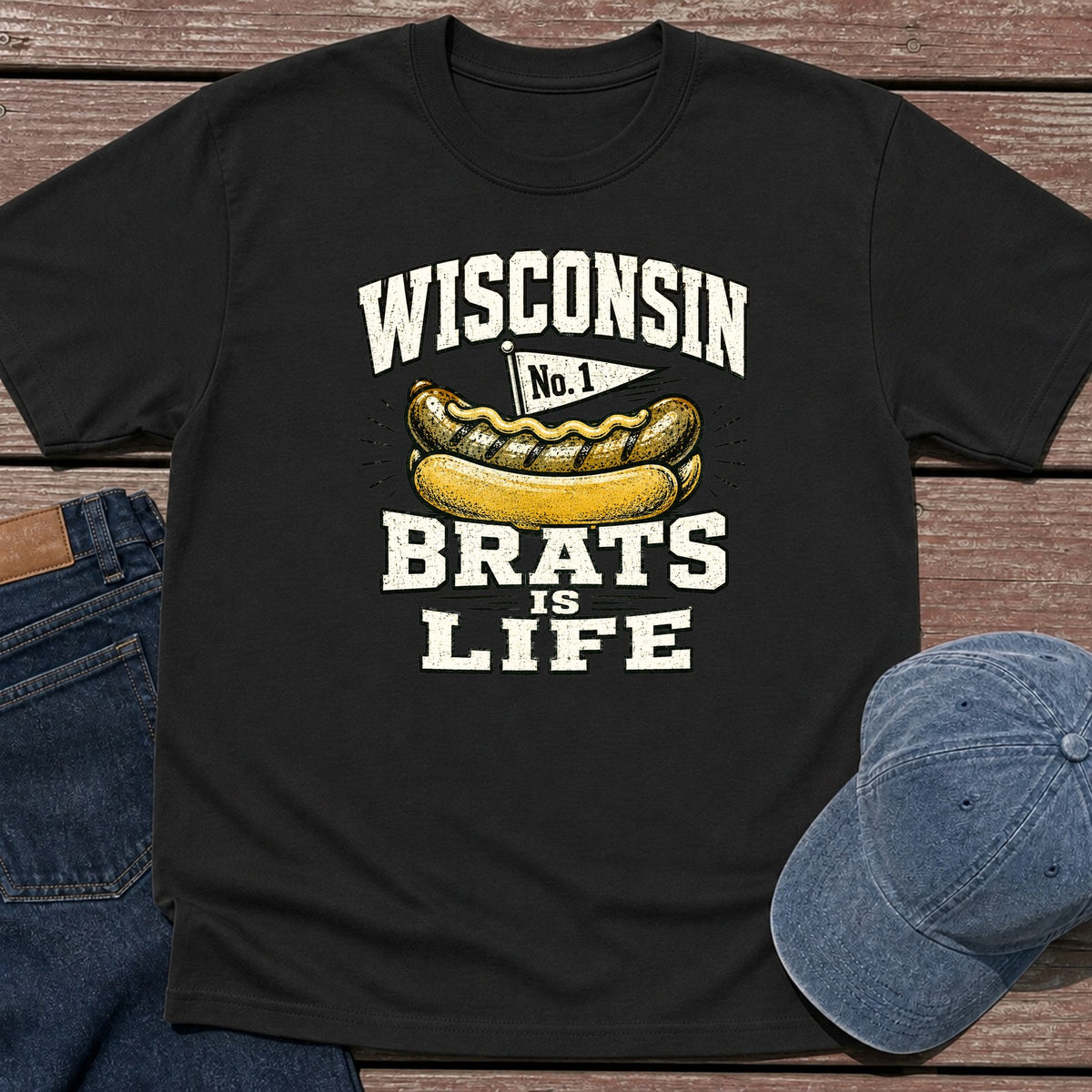 Wisconsin Brats T-Shirt - Black