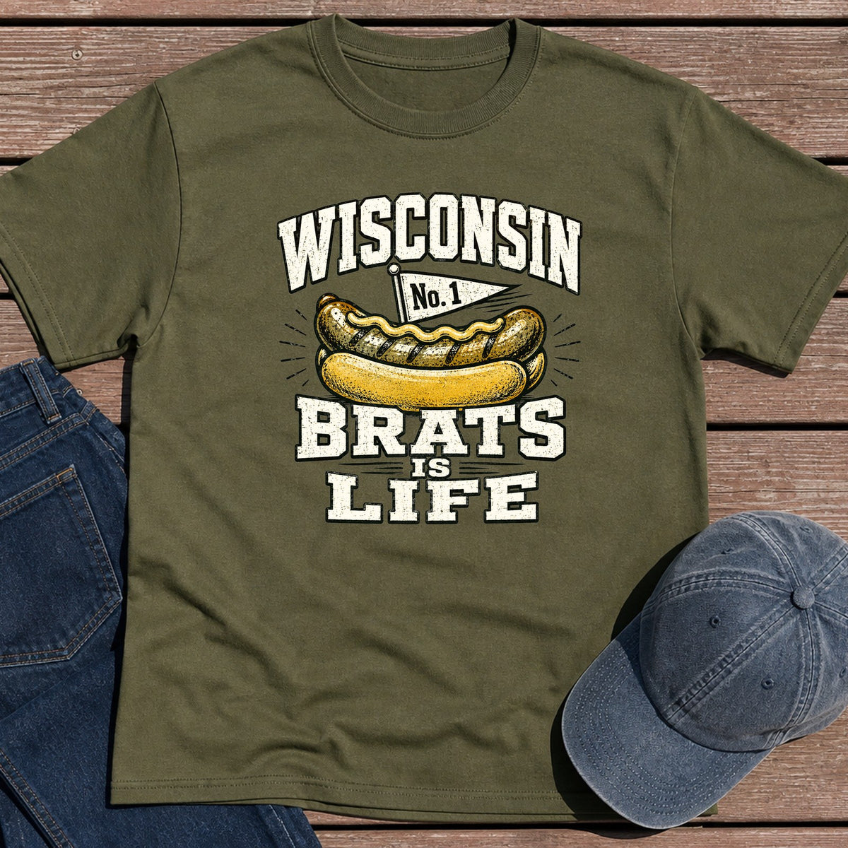Wisconsin Brats T-Shirt - Military Green