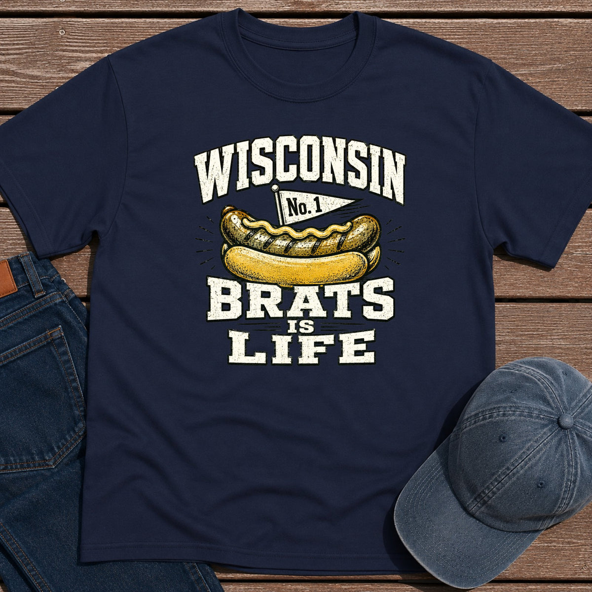 Wisconsin Brats T-Shirt - Navy
