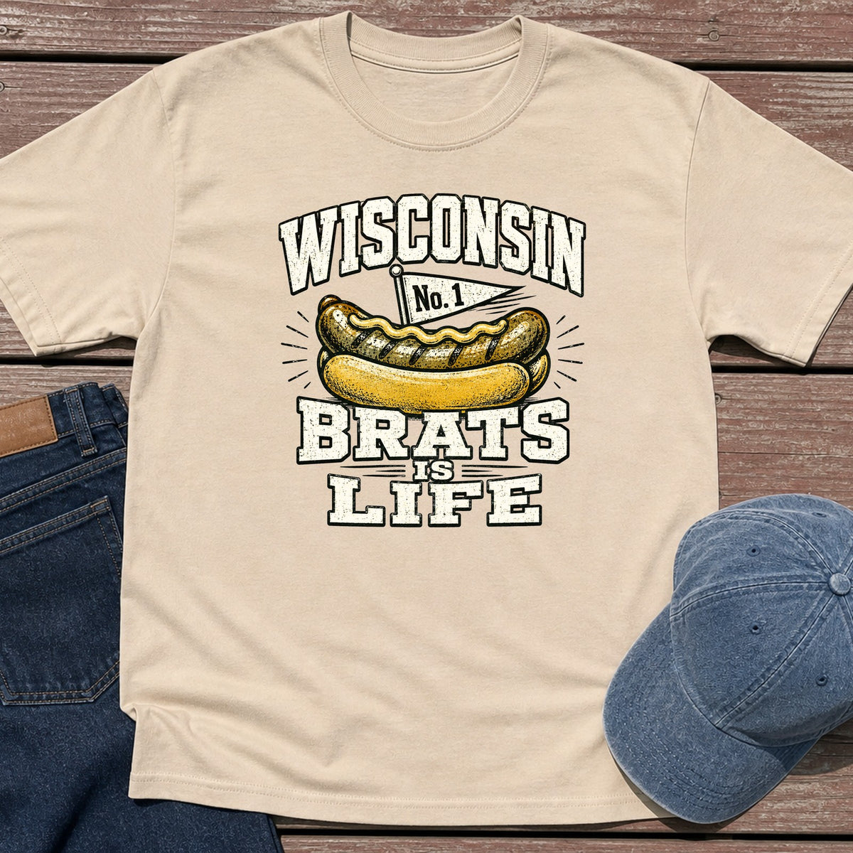 Wisconsin Brats T-Shirt - Sand