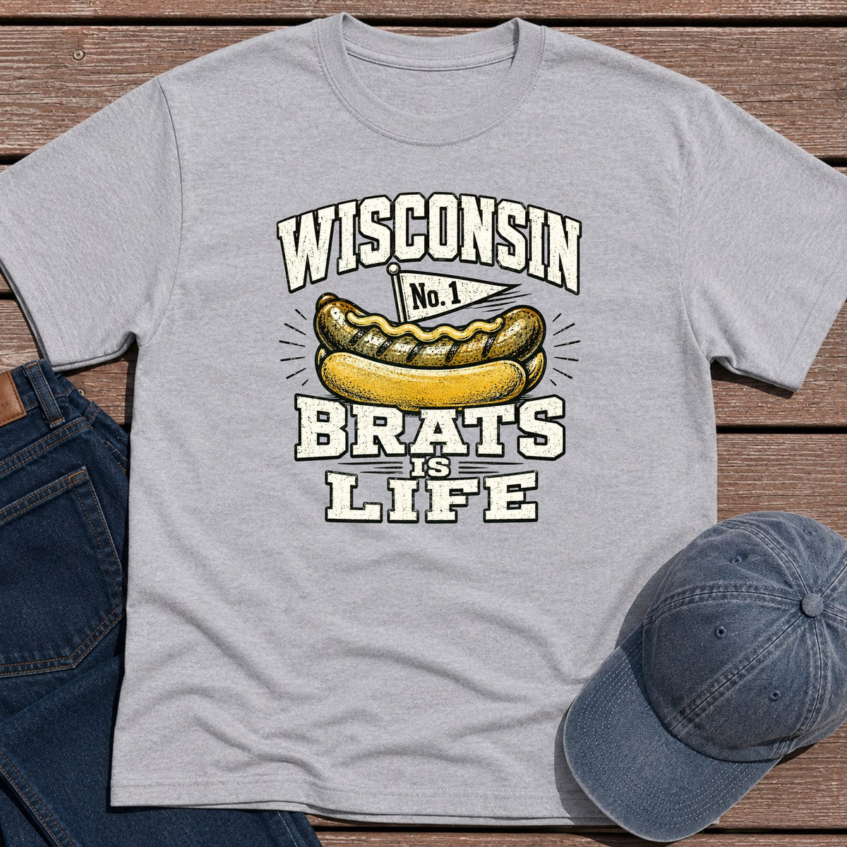 Wisconsin Brats T-Shirt - Sport Grey