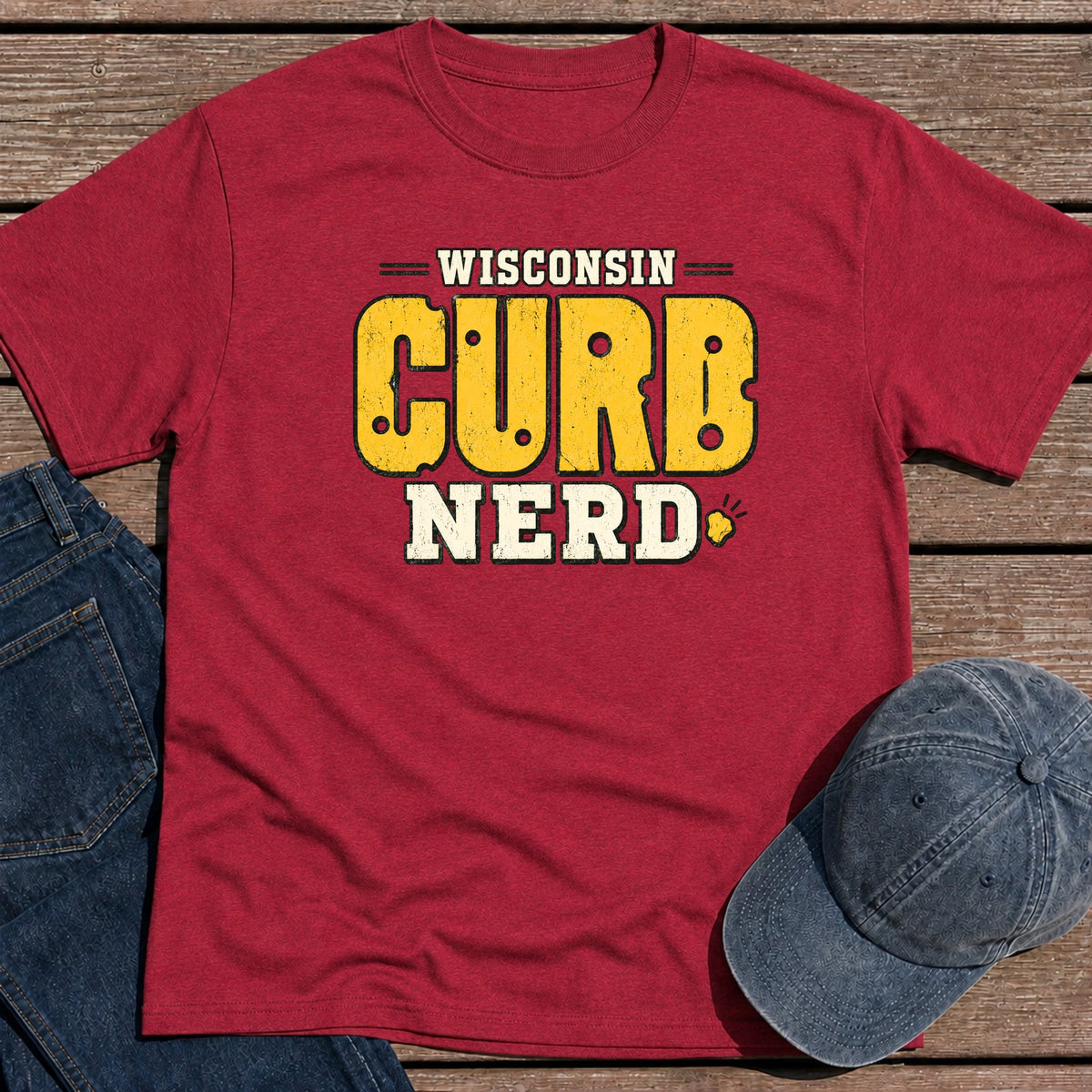 Wisconsin Curd T-Shirt - Antique Cherry Red