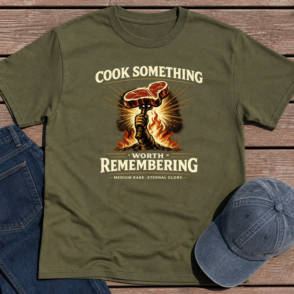 Worth Remembering T-Shirt - Military Green